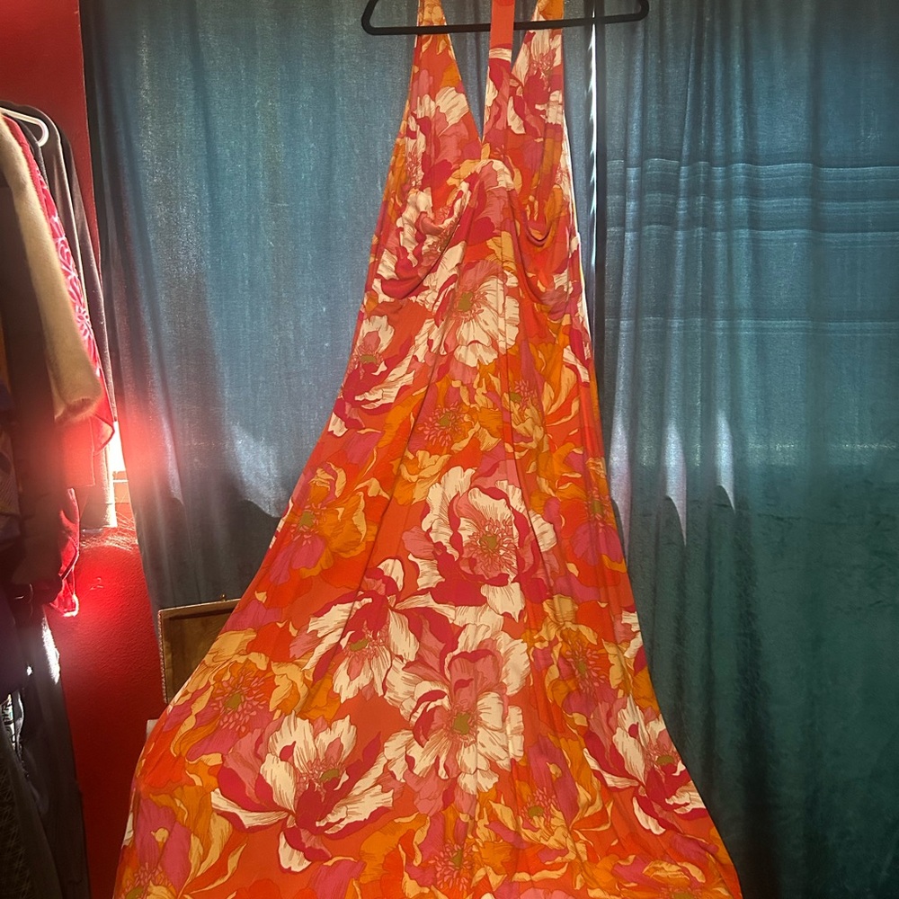 MSK Rayon Floral Maxi Dress - Pink and Orange- Never Worn
